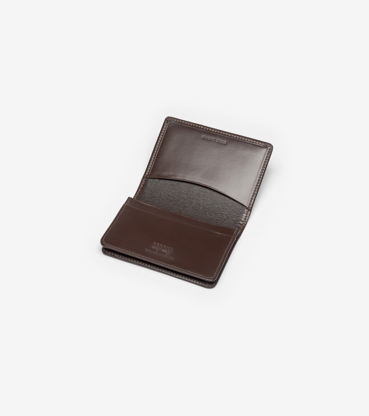 Beorma Bridle Leather Business Card Case in dark brown, product photo.