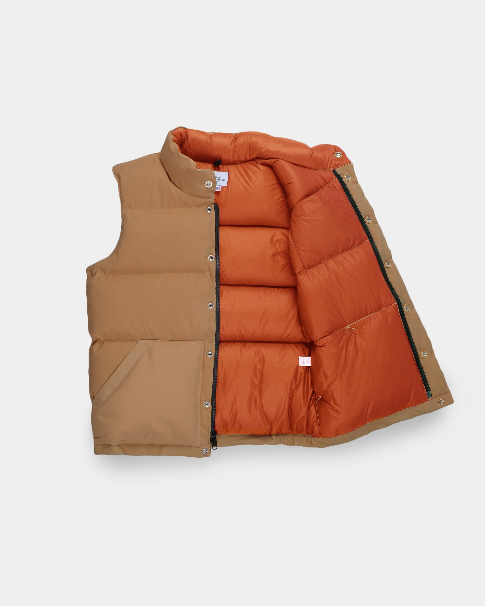 Crescent Down Works 60/40 Down Italian Vest: Tan