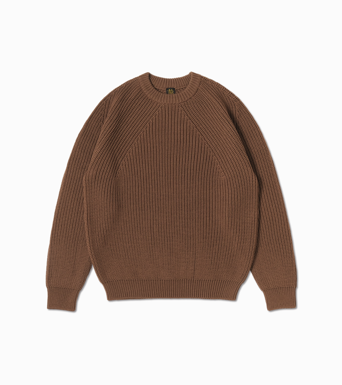 Batoner Signature Knit Wool Crew Neck Sweater in camel, product photo.