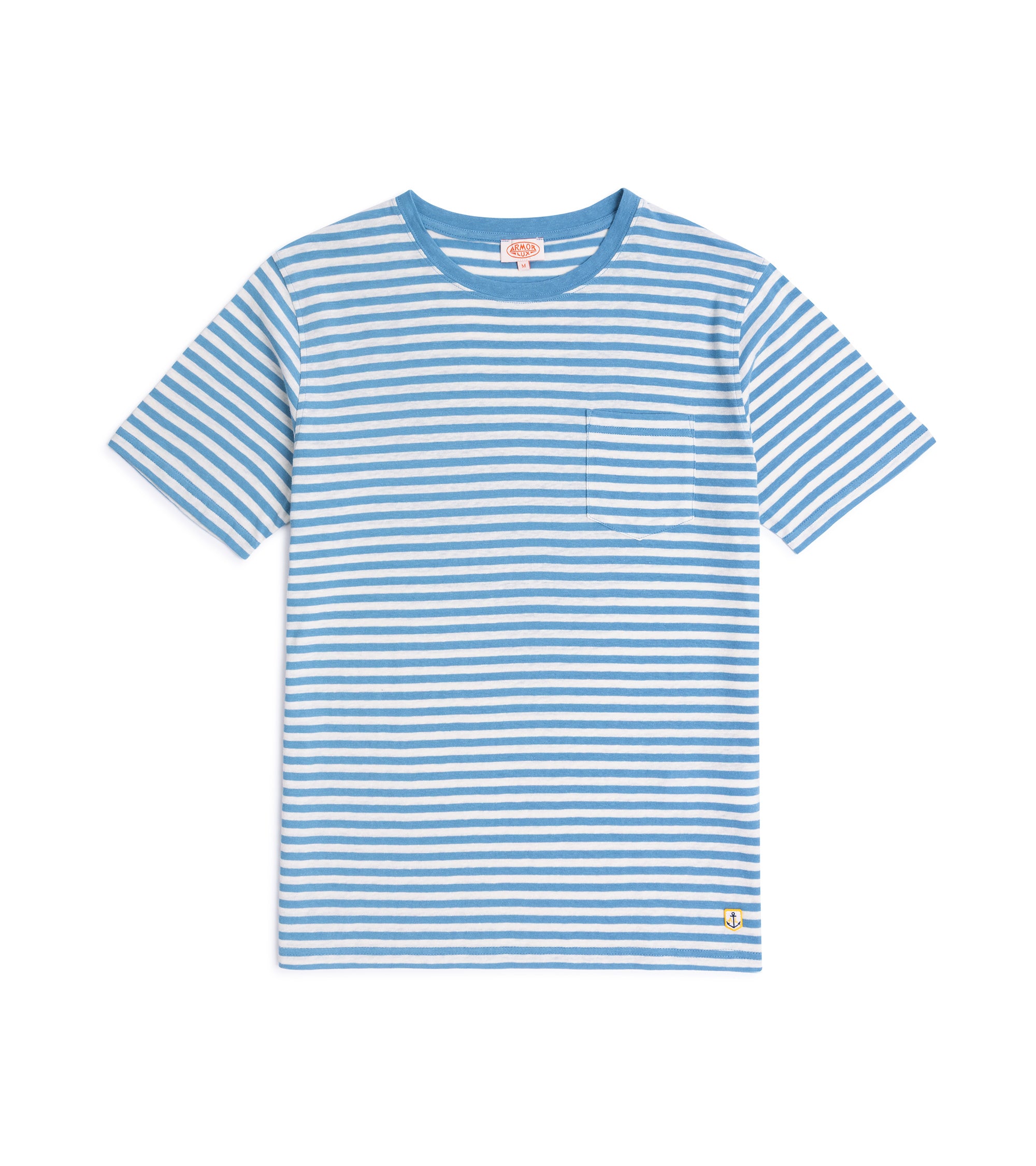 Armor-Lux Cotton Linen Striped T-Shirt: Waterfall