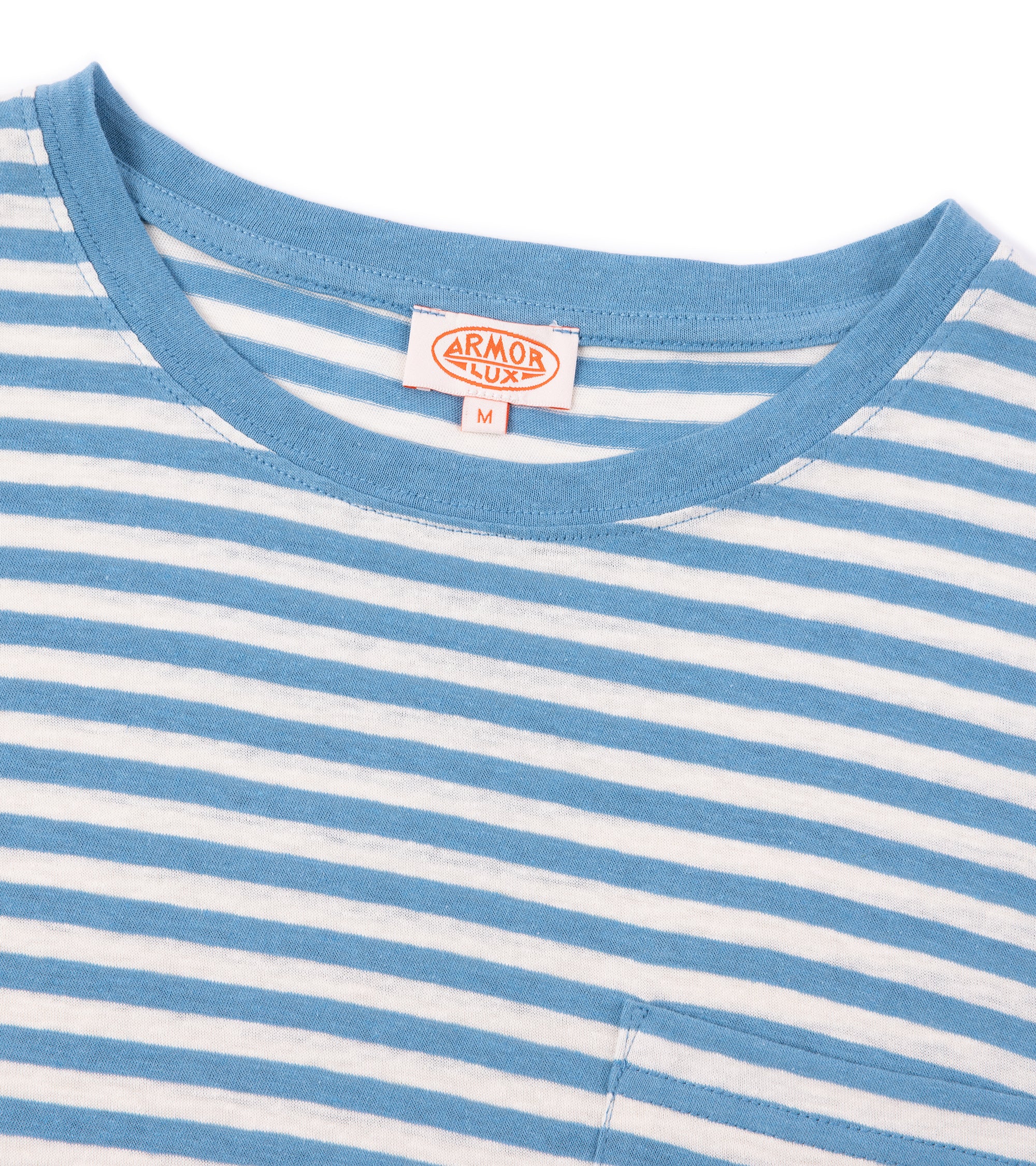 Armor-Lux Cotton Linen Striped T-Shirt: Waterfall