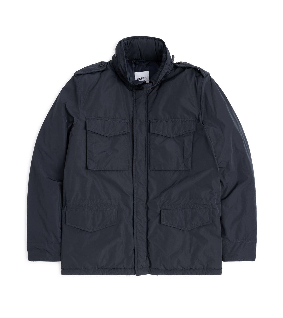 Aspesi Minifield Nylon Padded Field Jacket in navy, product photo.
