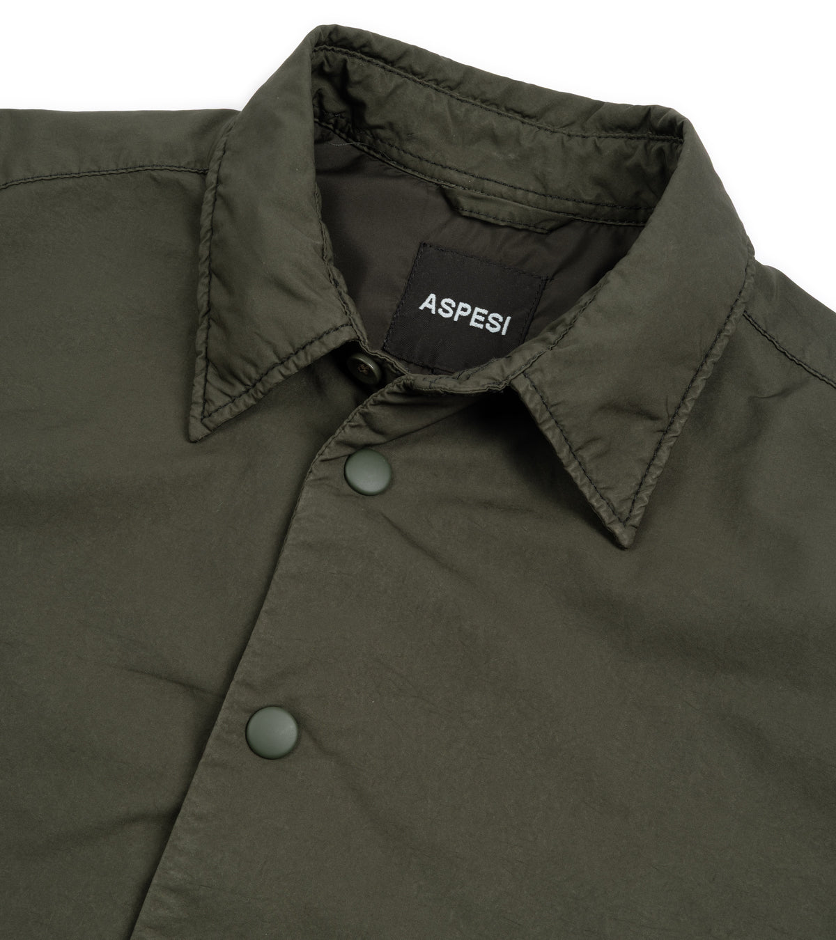 Aspesi Poly Padded Overshirt in military, product photo.