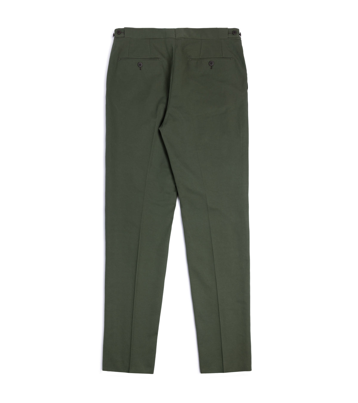Echizenya Vintage Washed Cotton Tab Chino Trousers: Olive