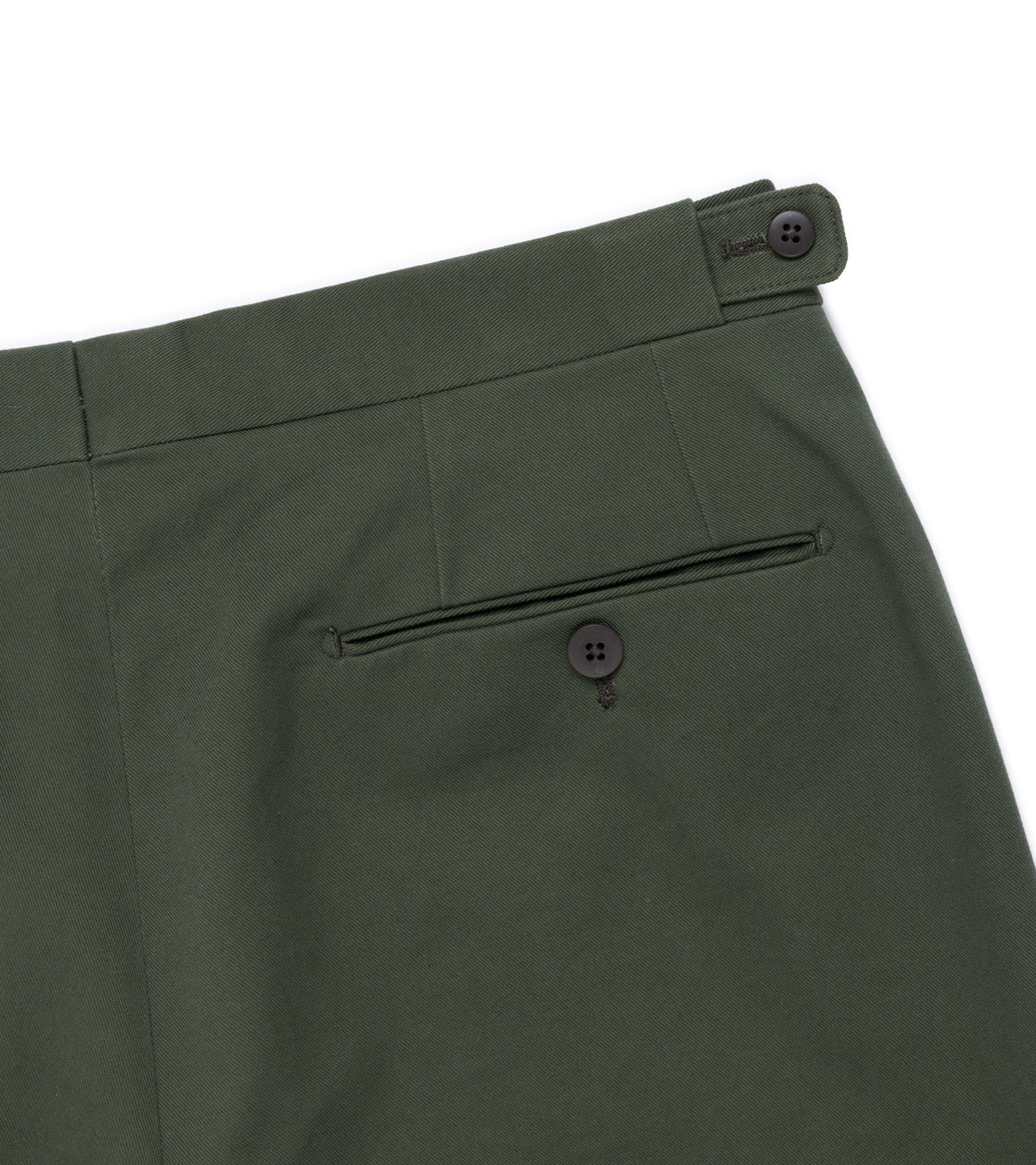 Echizenya Vintage Washed Cotton Tab Chino Trousers: Olive