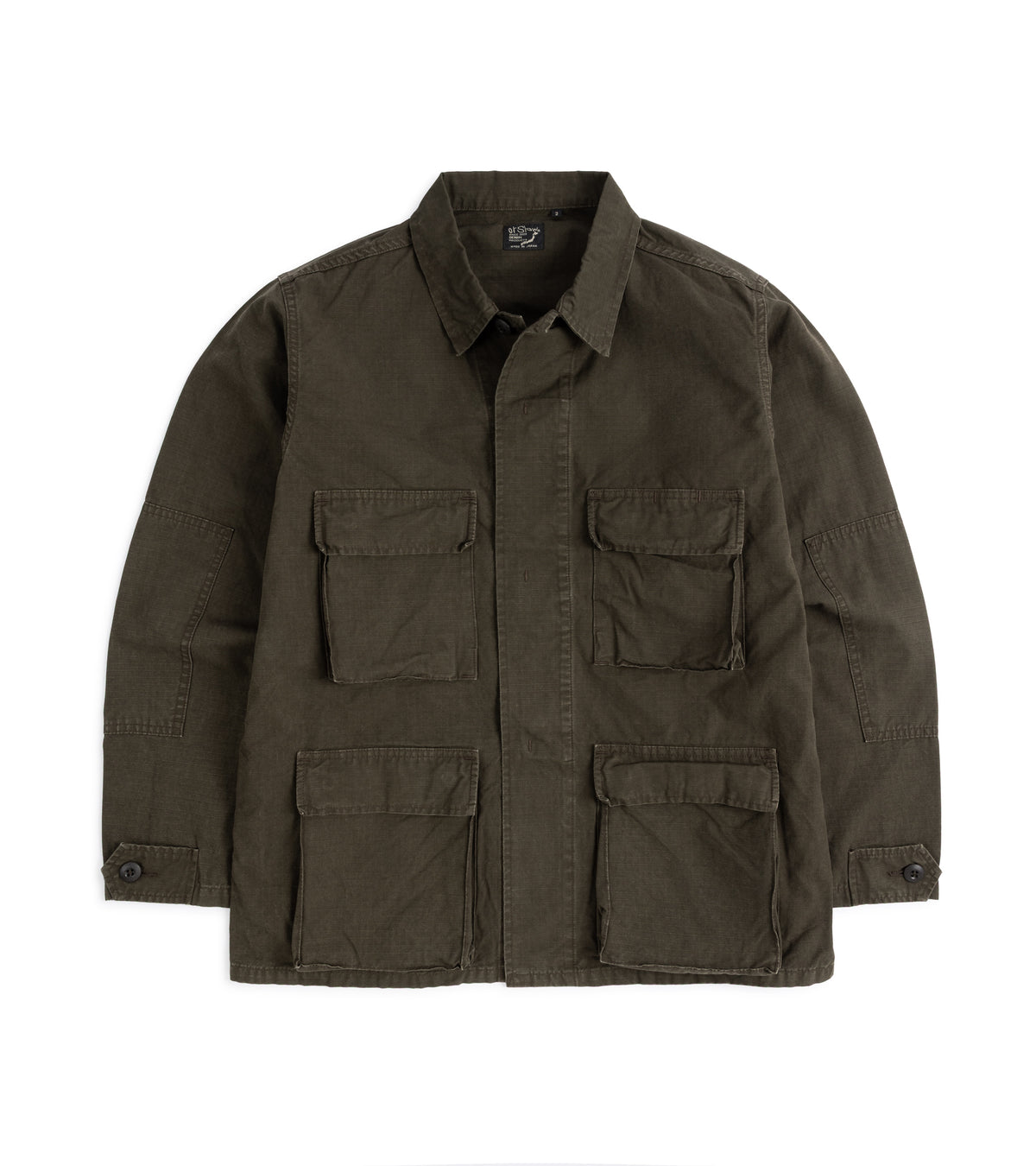 OrSlow Ripstop Cotton BDU Jacket in Coffee Brown, front view.