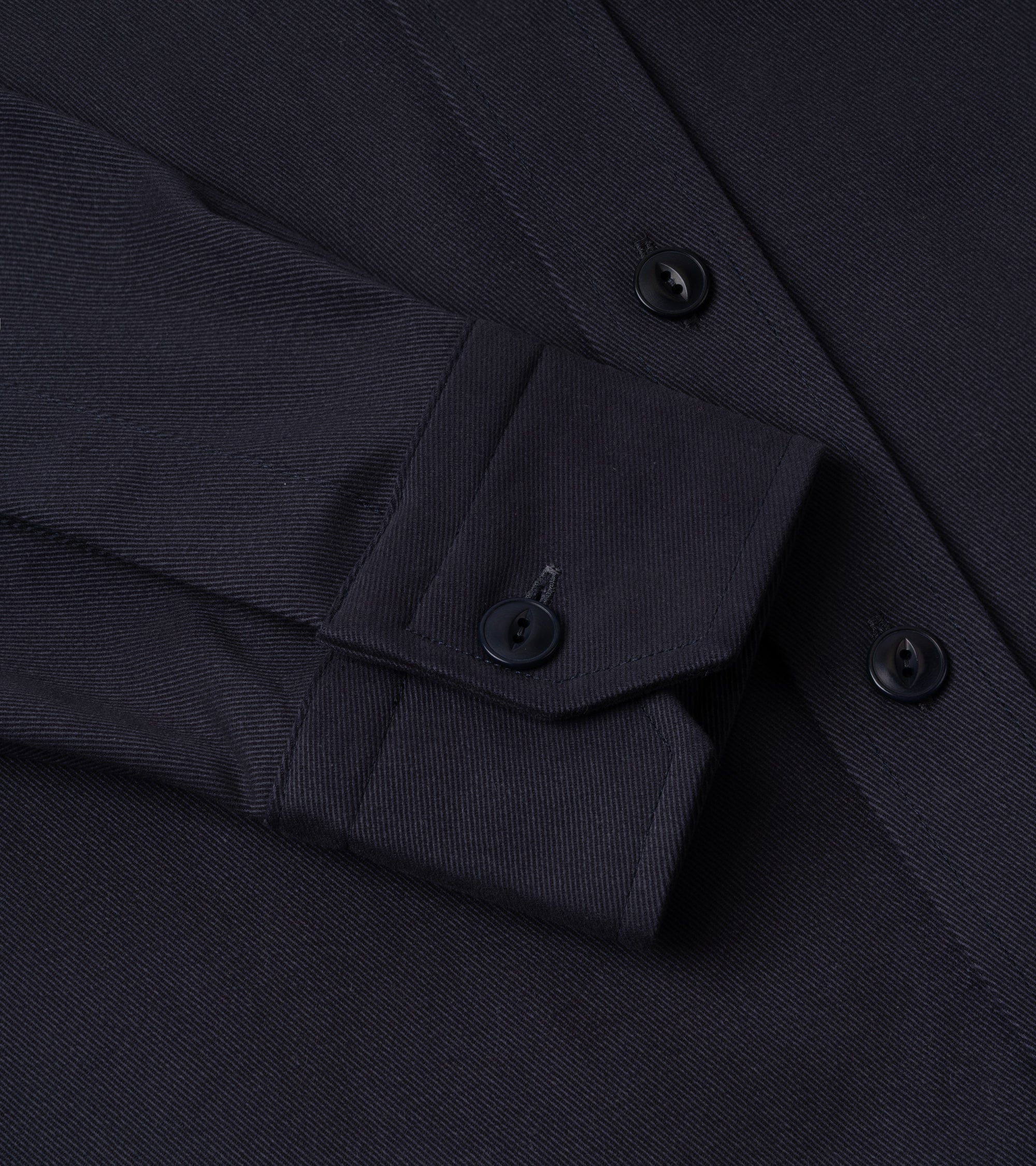 Salvatore Piccolo Cotton Twill Military Shirt in navy, product photo.
