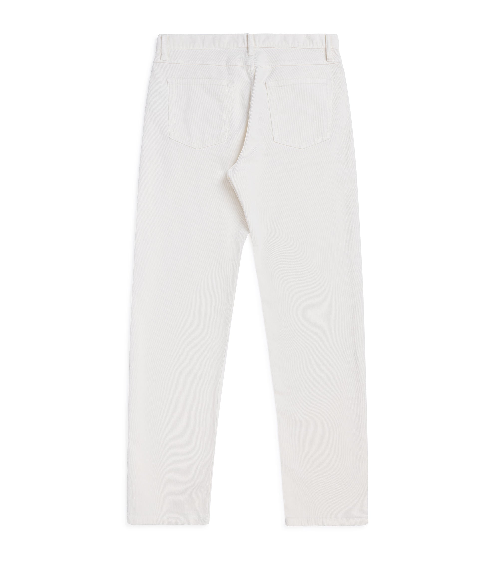 Trunk Dean corduroy 5-pocket trousers in egret white, close-up of the front pocket.