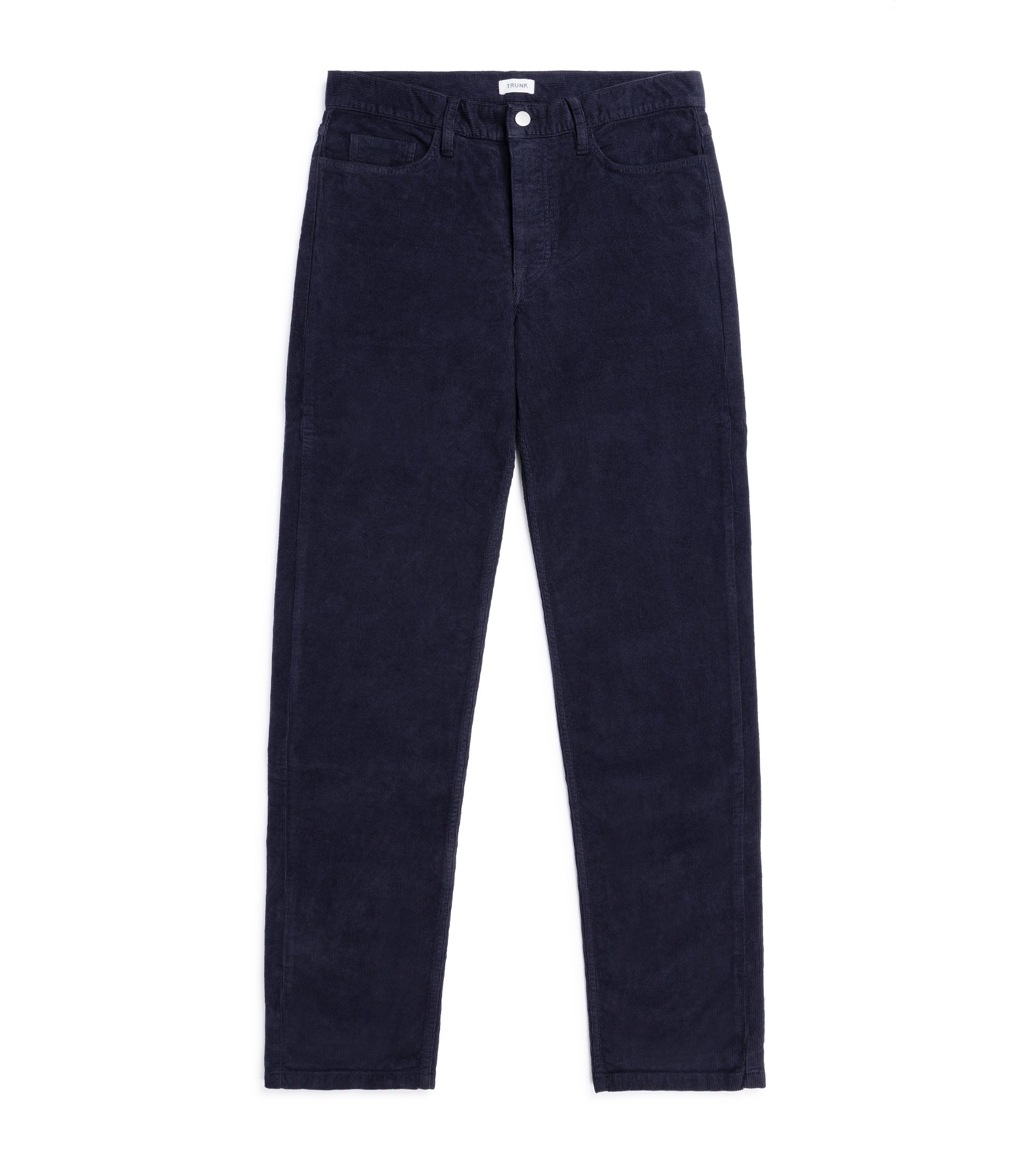 Trunk Dean corduroy 5-pocket trousers in navy, front view.