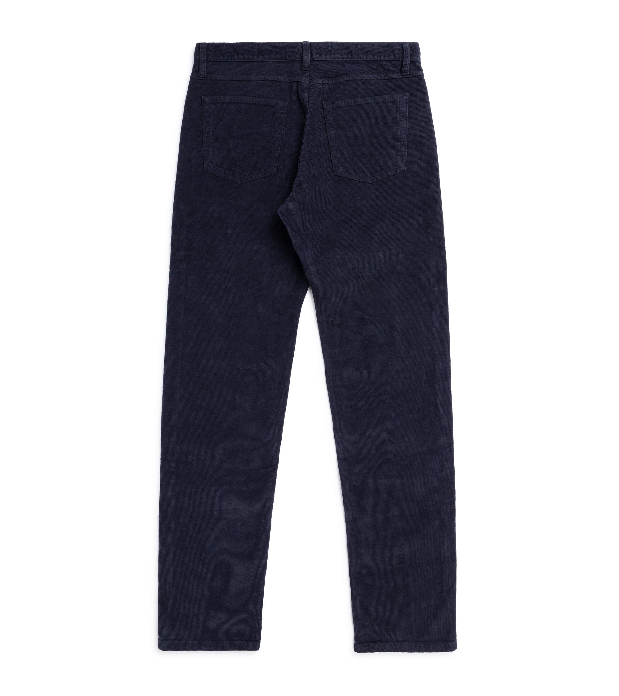 Trunk Dean corduroy 5-pocket trousers in navy, close-up of the front pocket.