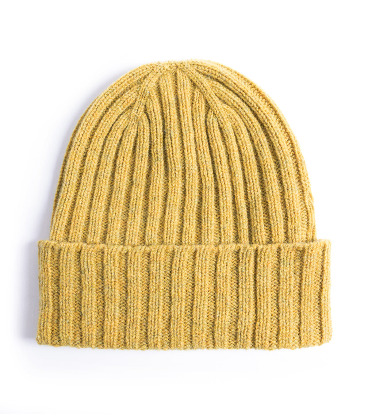 Trunk Lambswool Ribbed Beanie in Citrus front view.