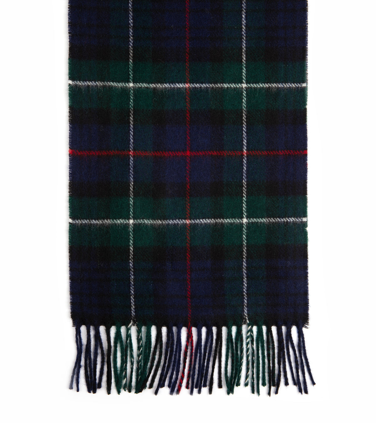 Trunk Moon Merino Check Scarf in Navy flat display.