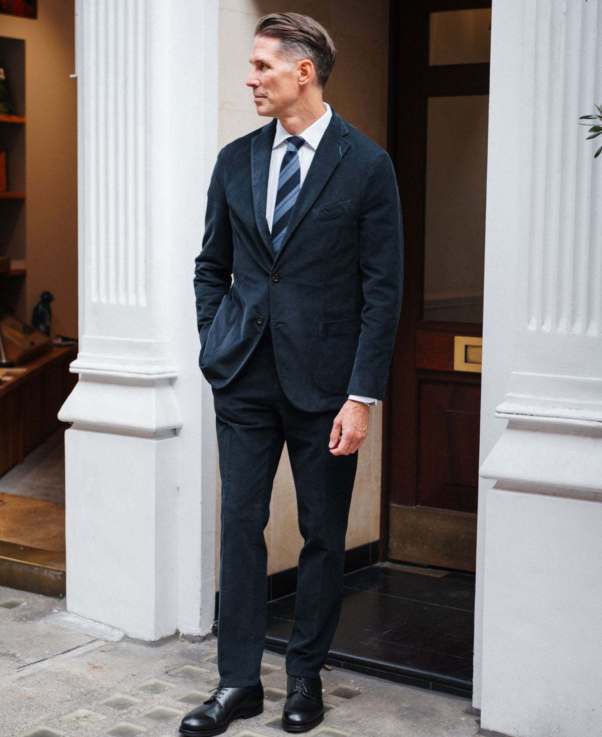Boglioli Cotton Corduroy Suit Jacket: Navy