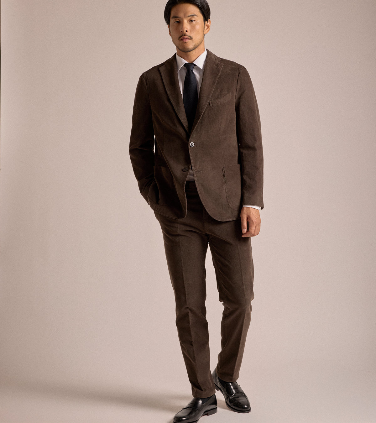 Boglioli Cotton Corduroy Suit Trousers in brown, product photo.
