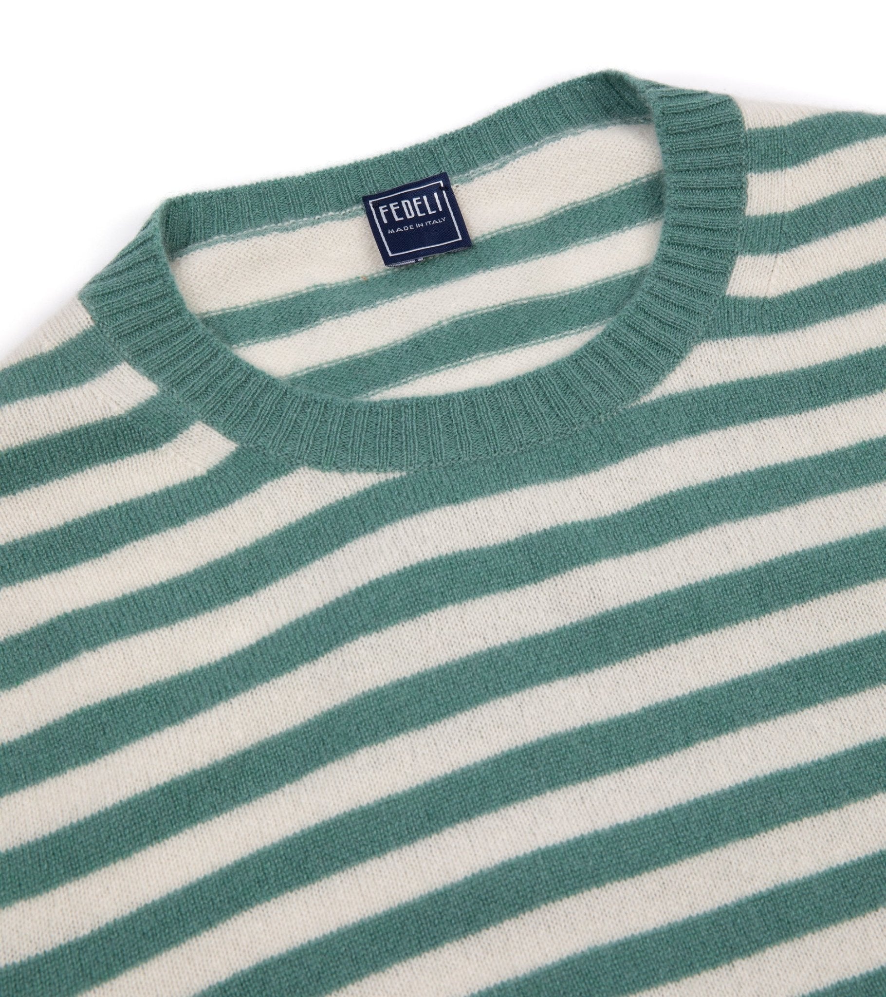 Fedeli Light Striped Cashmere Sweater: Green - Trunk Clothiers
