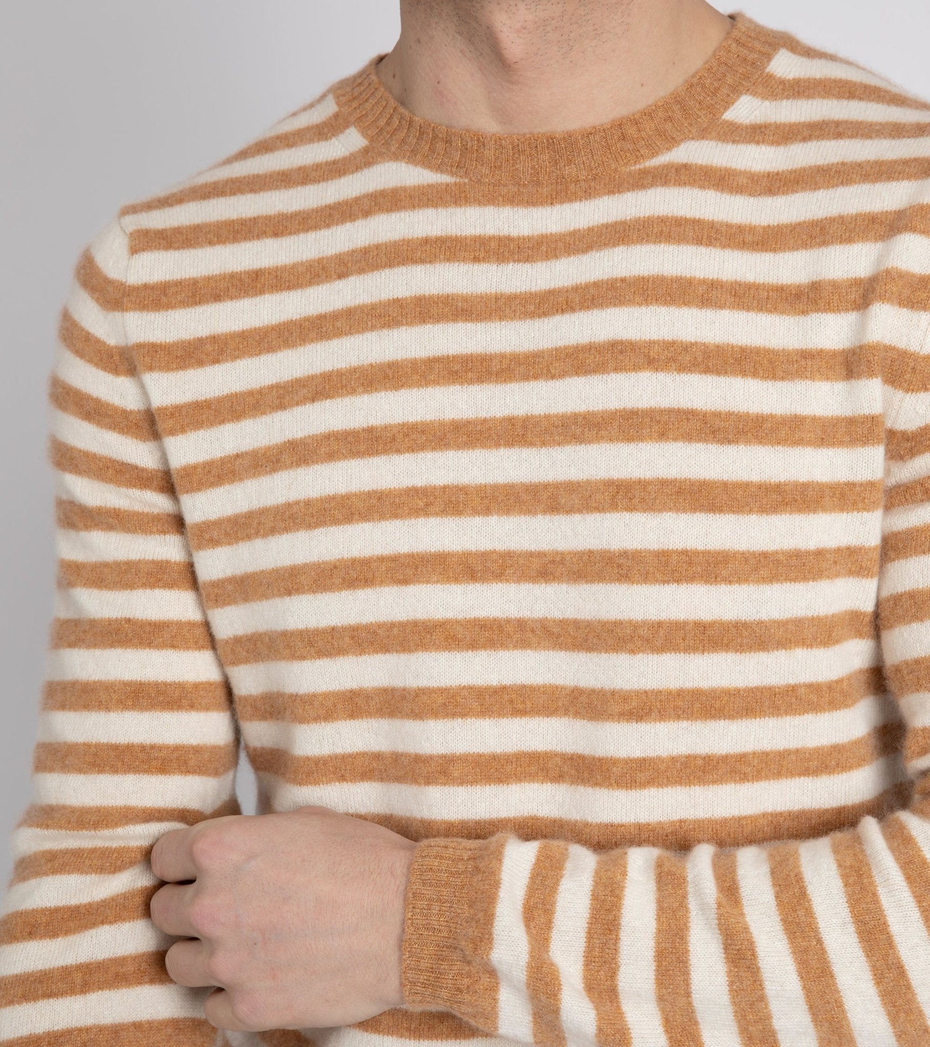 Fedeli Light Striped Cashmere Sweater: Honey - Trunk Clothiers