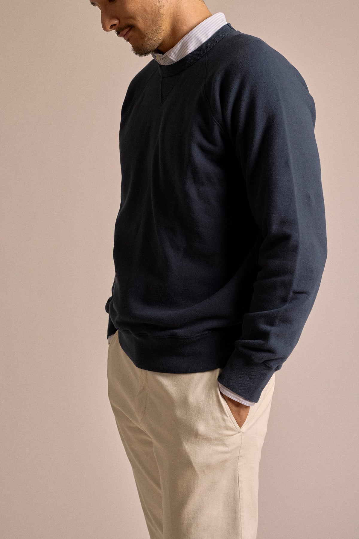 Trunk Cooper Cotton Crew Neck Sweatshirt in navy, product photo.