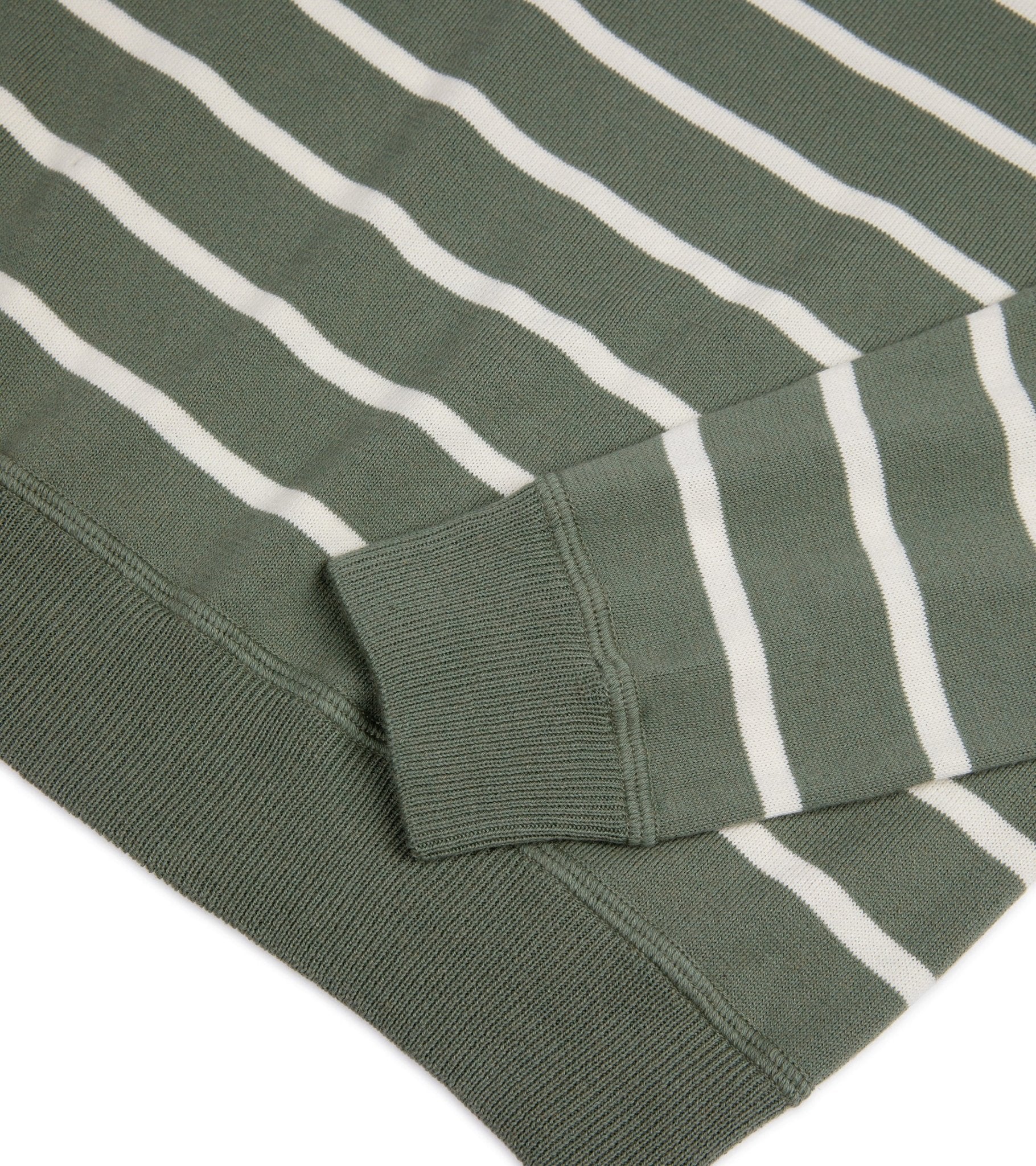 Trunk Marsham Cotton Cashmere Stripe Sweatshirt: Sage Green/Ecru - Trunk Clothiers