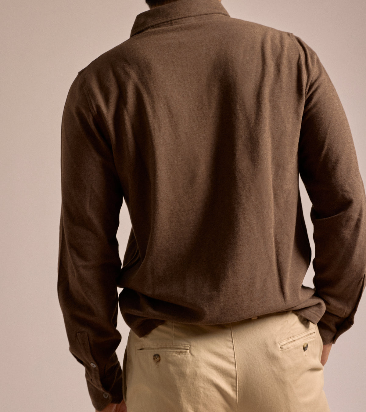 Trunk Moxon Long Sleeve Polo Shirt: Brown Marl