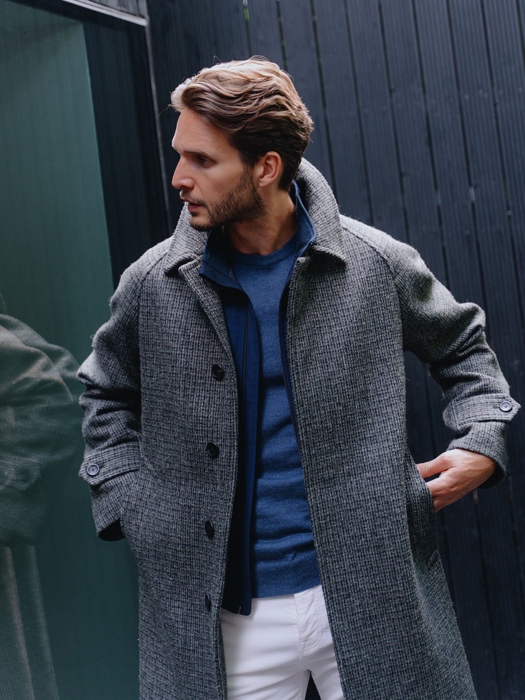 Trunk Harley Merino Crew Neck Sweater: Indigo