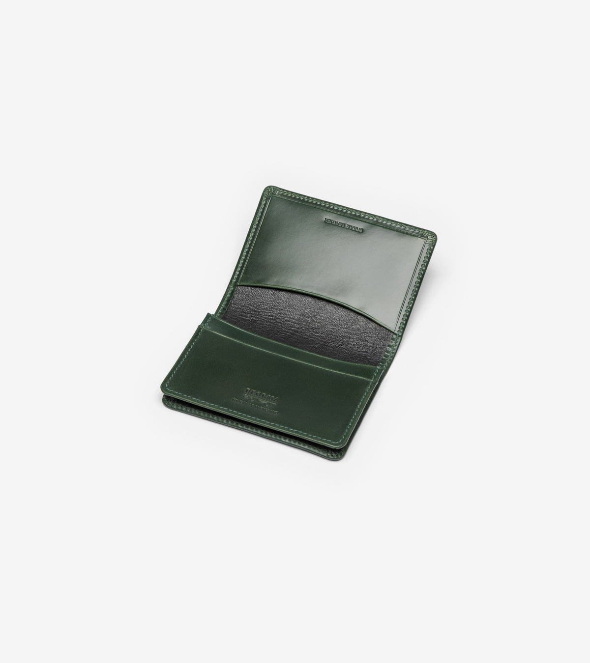 Beorma Bridle Leather Business Card Case in green, product photo.