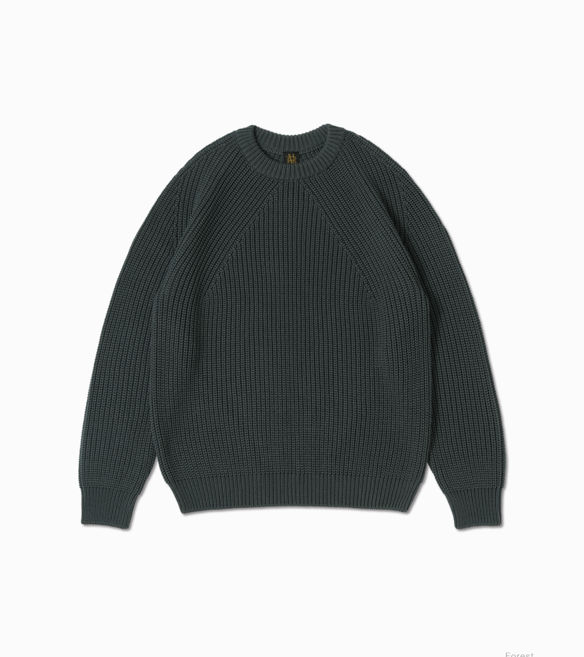 Batoner Signature Knit Wool Crew Neck Sweater in forest, product photo.