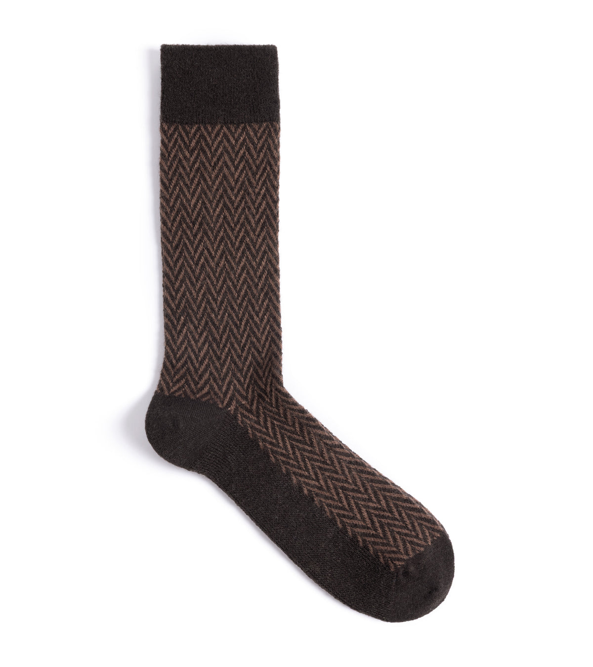 Anonymous Ism Wool Herringbone Crew Socks: Brown