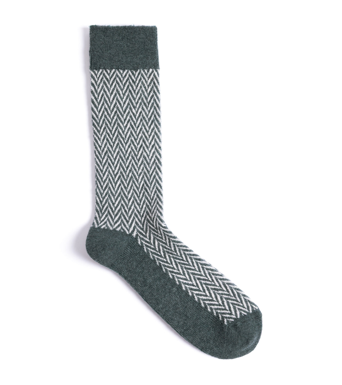 Anonymous Ism Wool Herringbone Crew Socks: Green