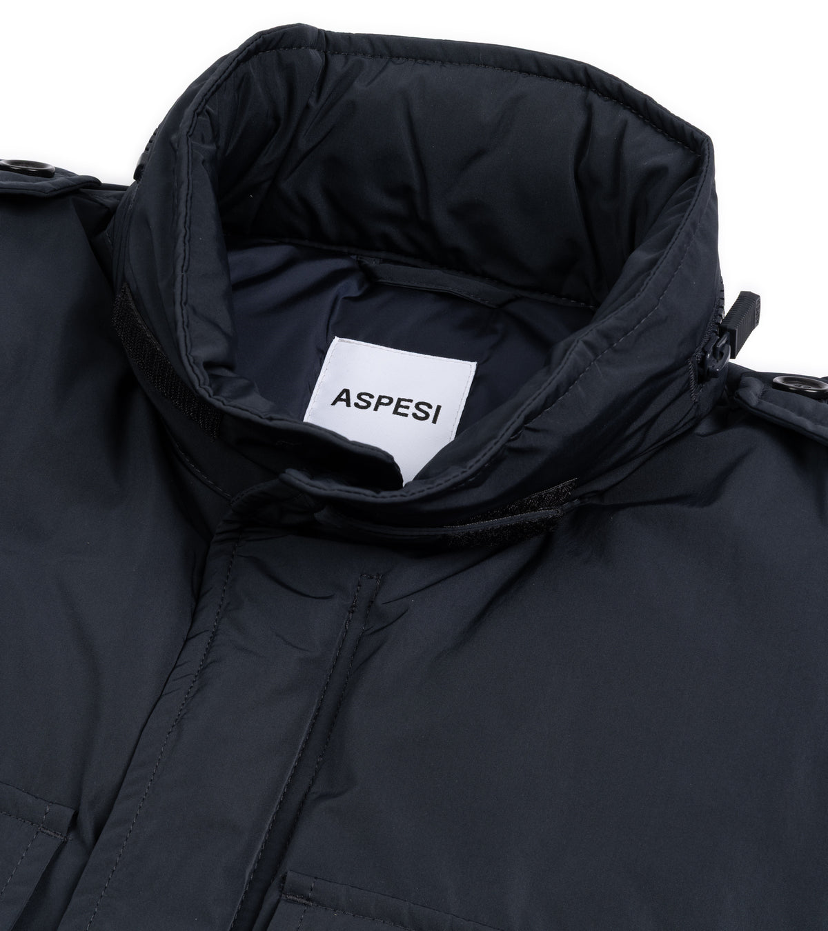 Aspesi Minifield Nylon Padded Field Jacket in navy, product photo.