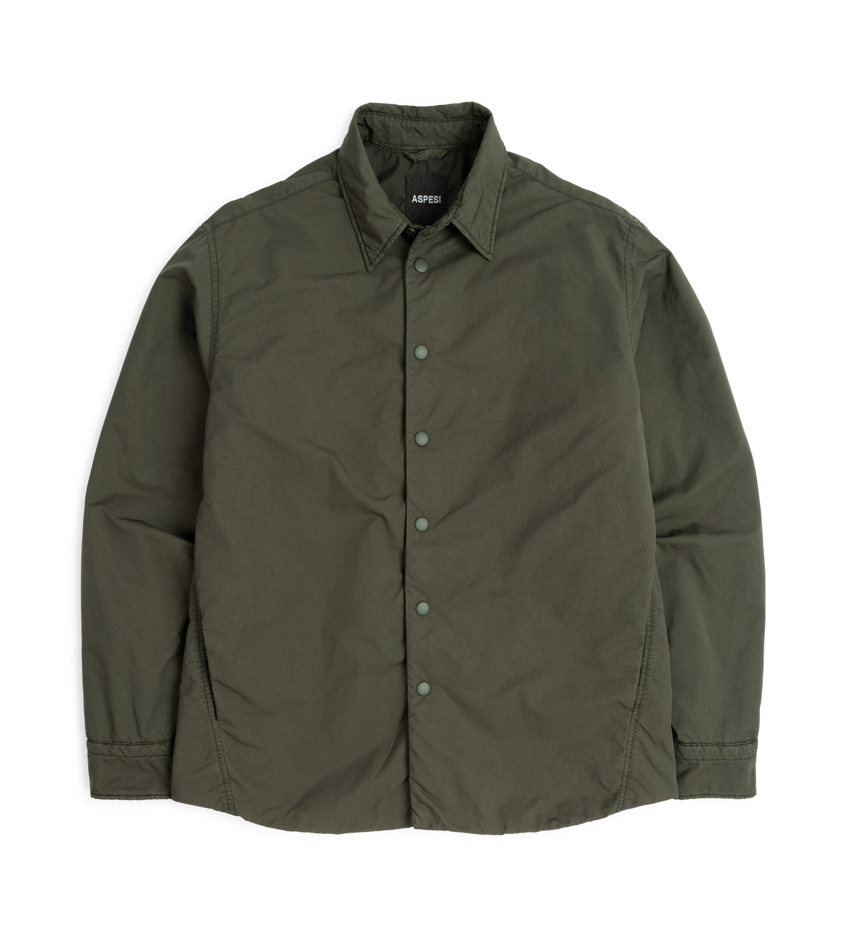 Aspesi Poly Padded Overshirt in military, product photo.