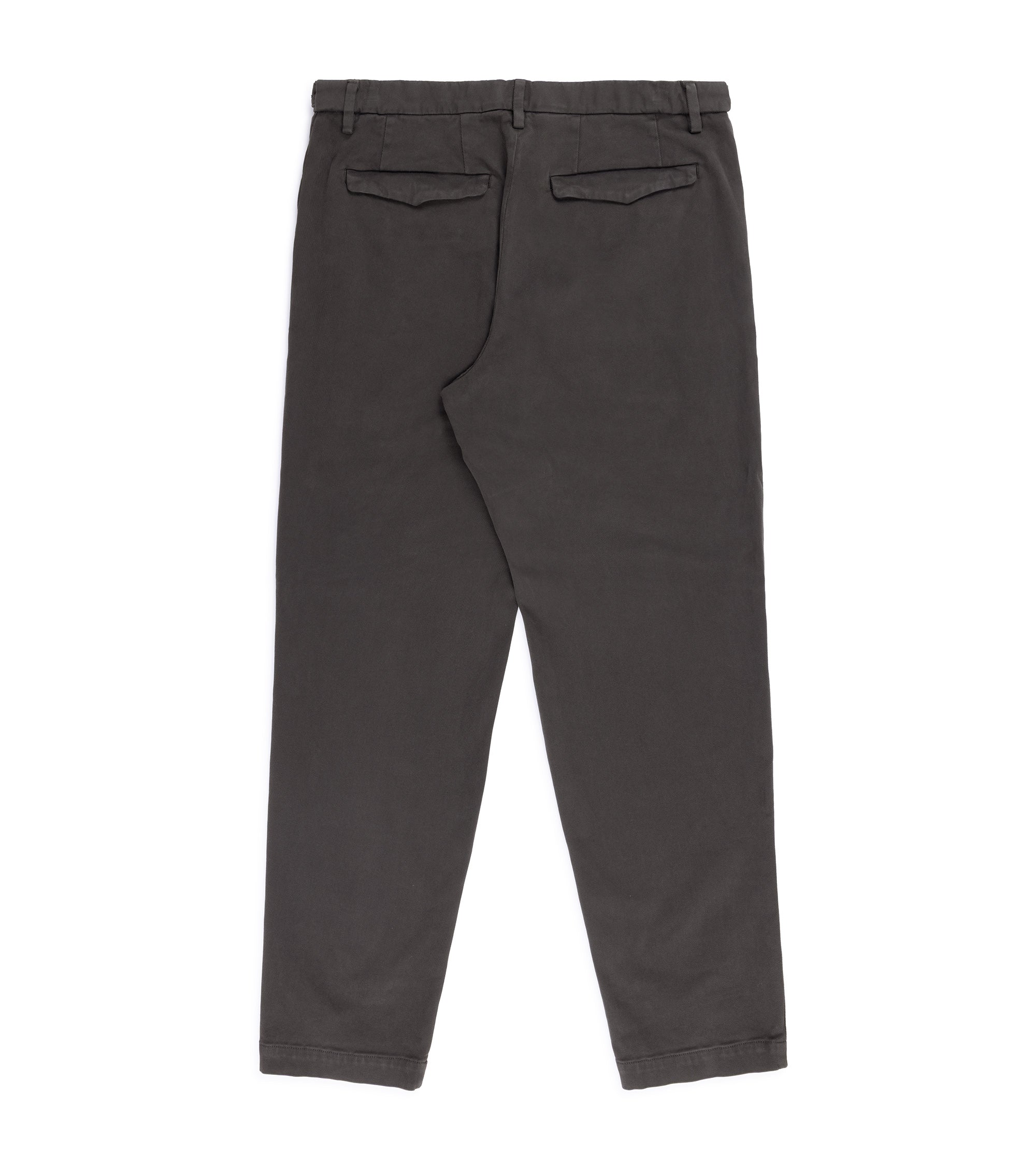 Barena Masco Mante trousers in brown. Back view showing belt loops and two back pockets with flaps.