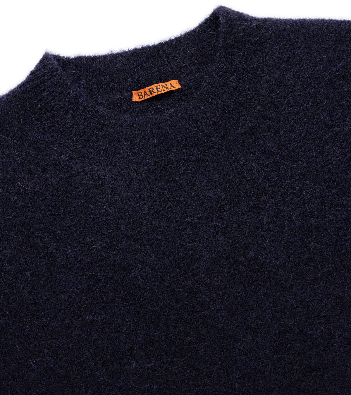 Barena Gilo Narci Alpaca Blend Vest in Navy. Close-up detail of the collar and fabric. 