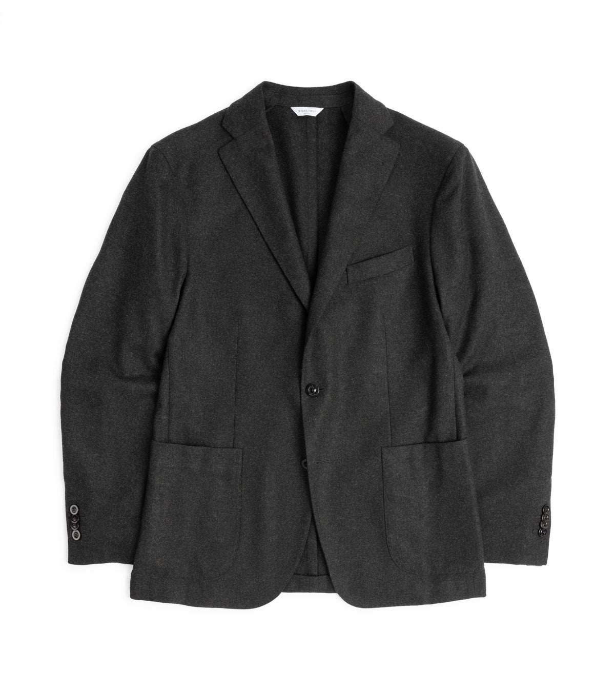 Boglioli Wool Flannel Hopsack K Jacket in Grey, front view.
