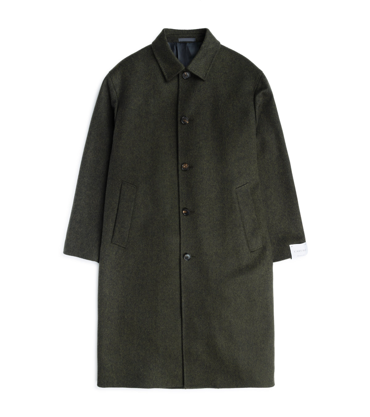 Caruso Wool Rigoletto Loden Coat in green, product photo.