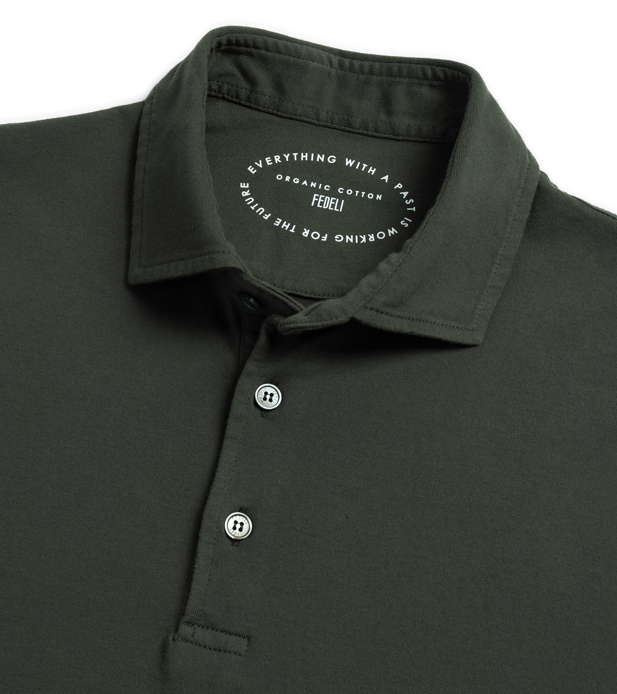 Fedeli Zero Giza Organic Cotton Short Sleeve Polo Shirt: Dark Forest