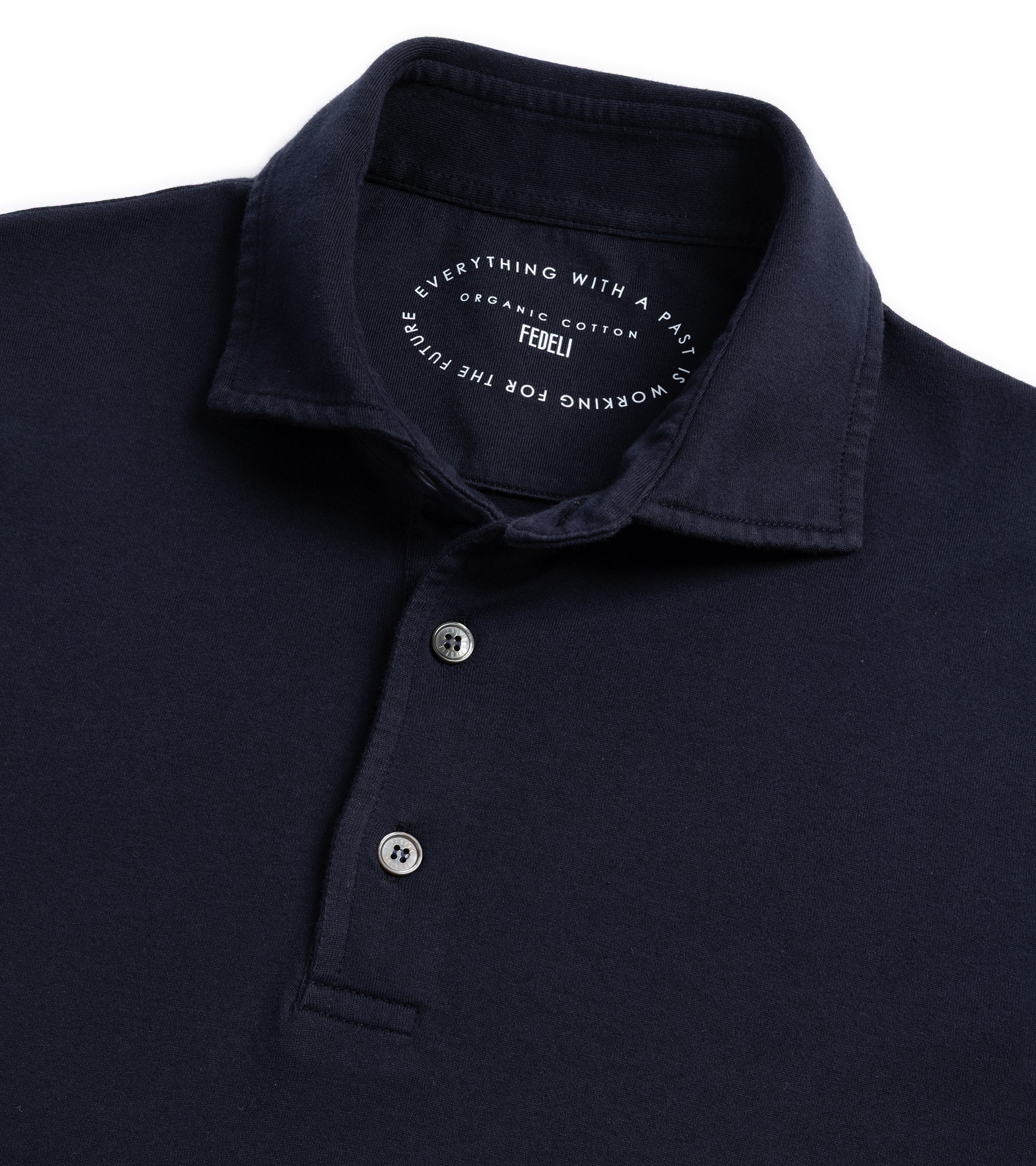 Fedeli Zero Giza Organic Cotton Short Sleeve Polo Shirt: Midnight Blue