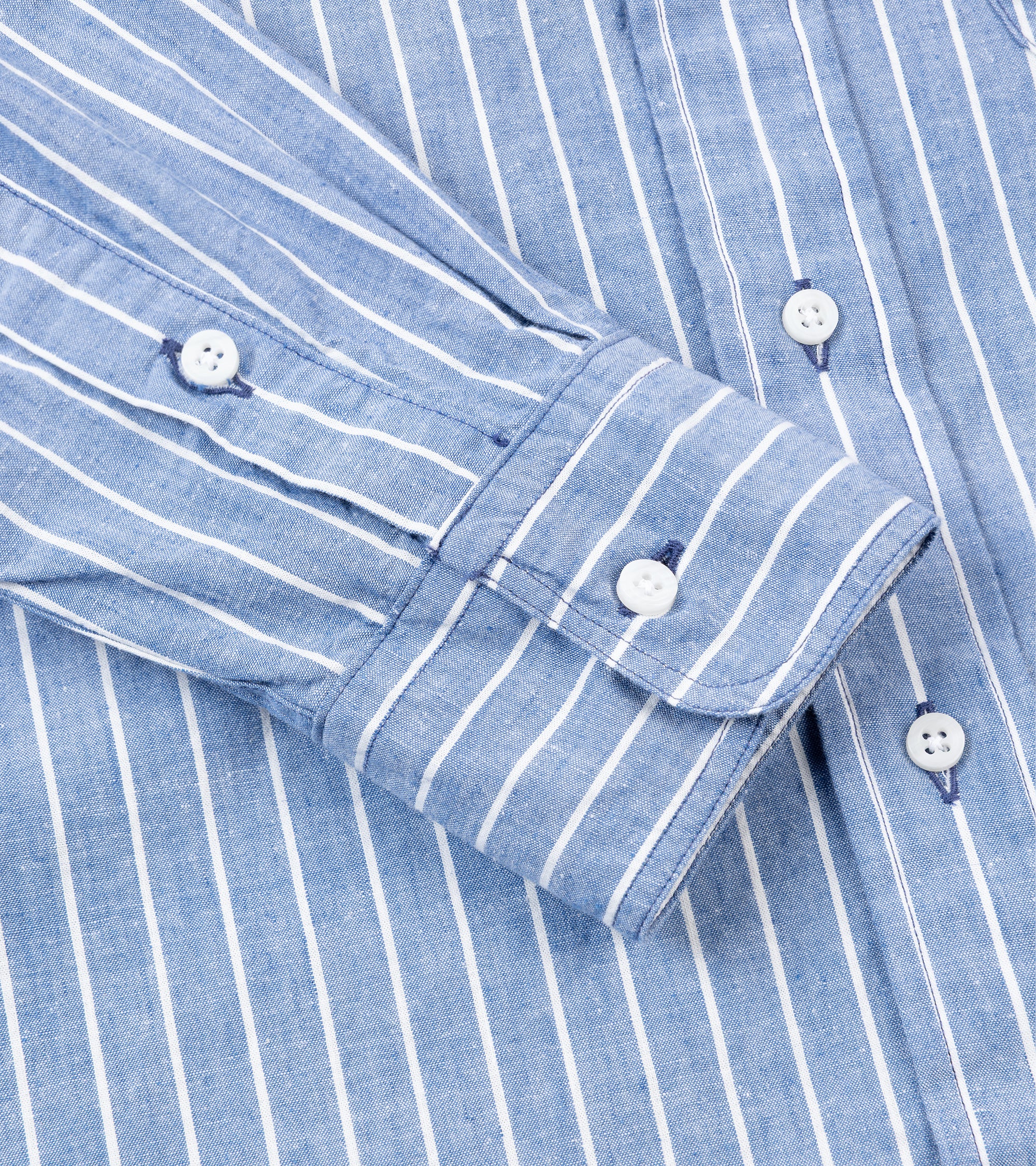 Gitman Vintage Japanese Cotton Linen Stripe Button Down Shirt: Blue