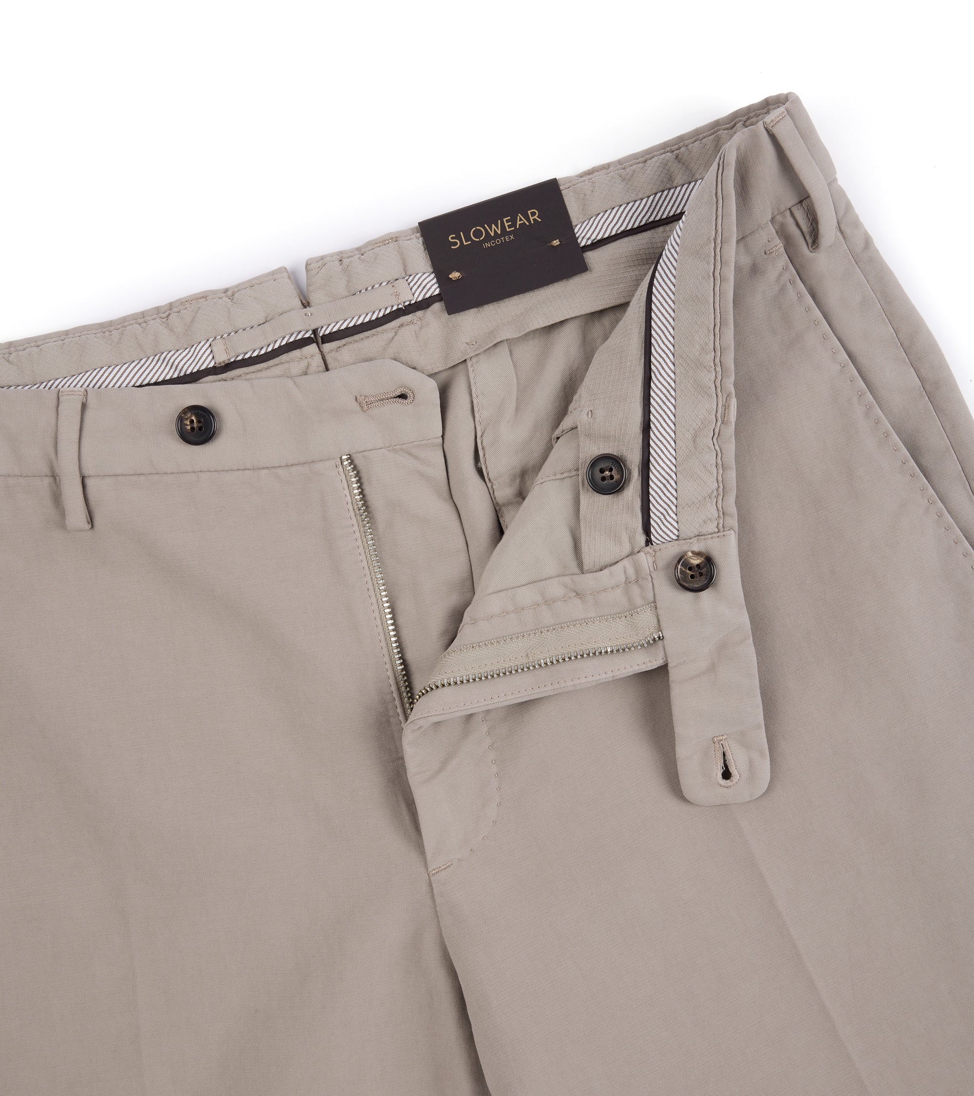 Incotex Regular High Cotton Doeskin Trousers: Greige