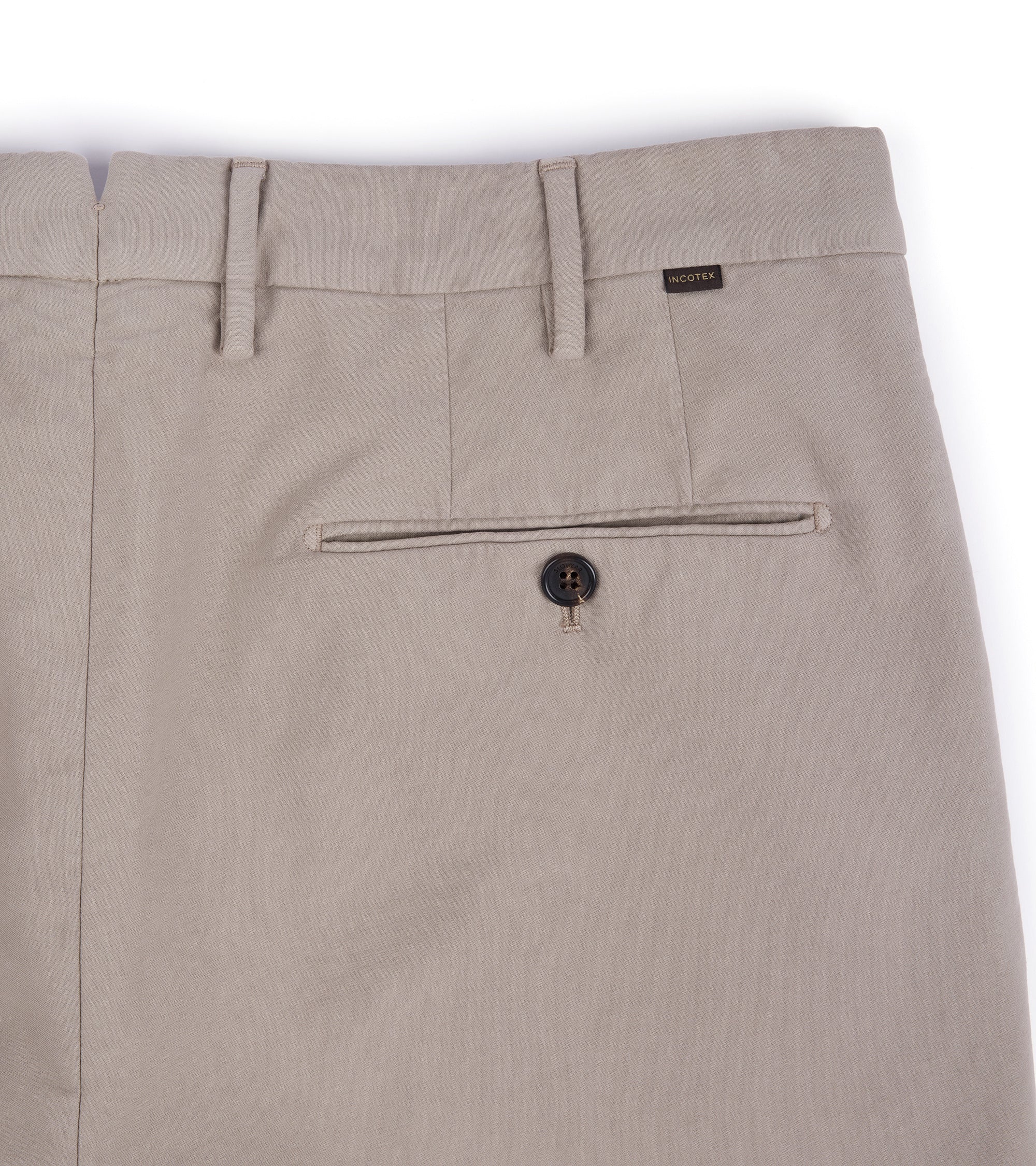 Incotex Regular High Cotton Doeskin Trousers: Greige