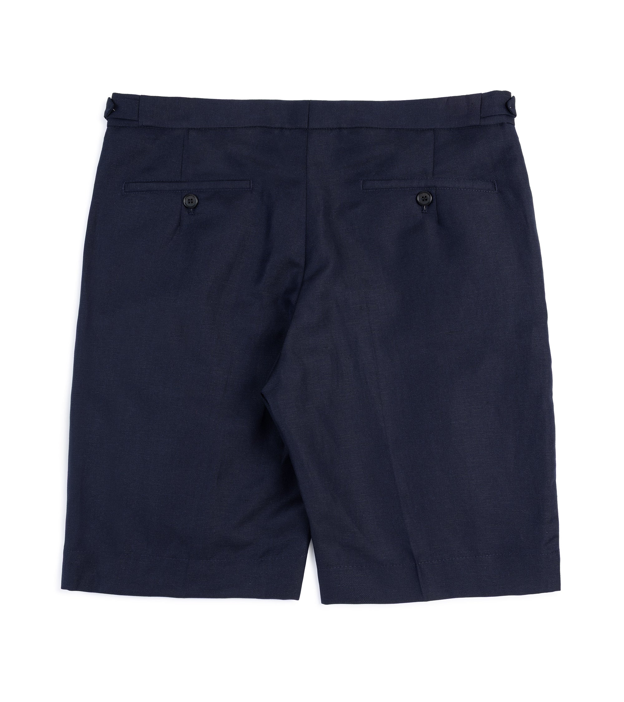 Incotex Wool Linen Pleated Shorts: Navy