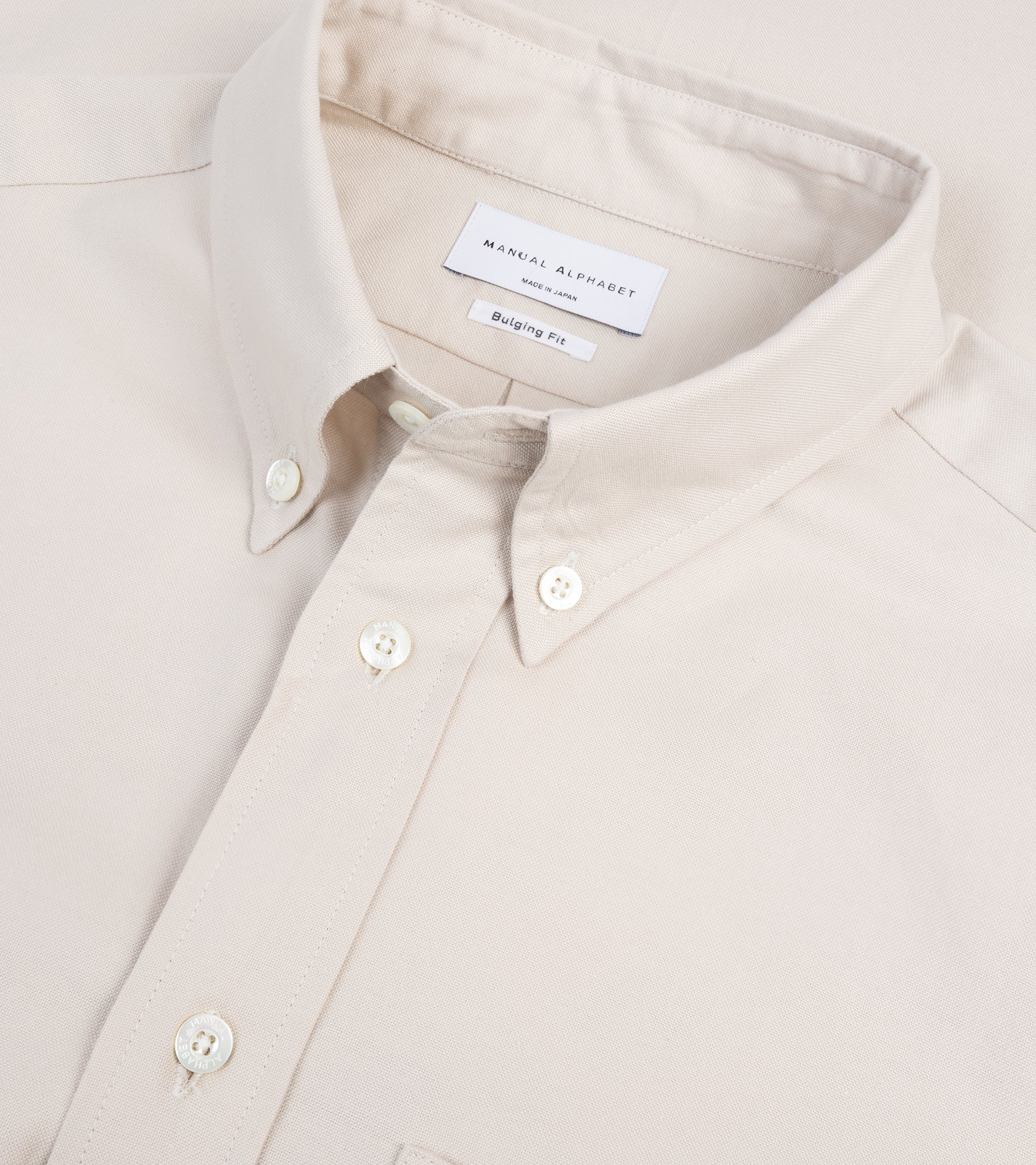 Manual Alphabet Supima Cotton Oxford Button Down Shirt: Ivory