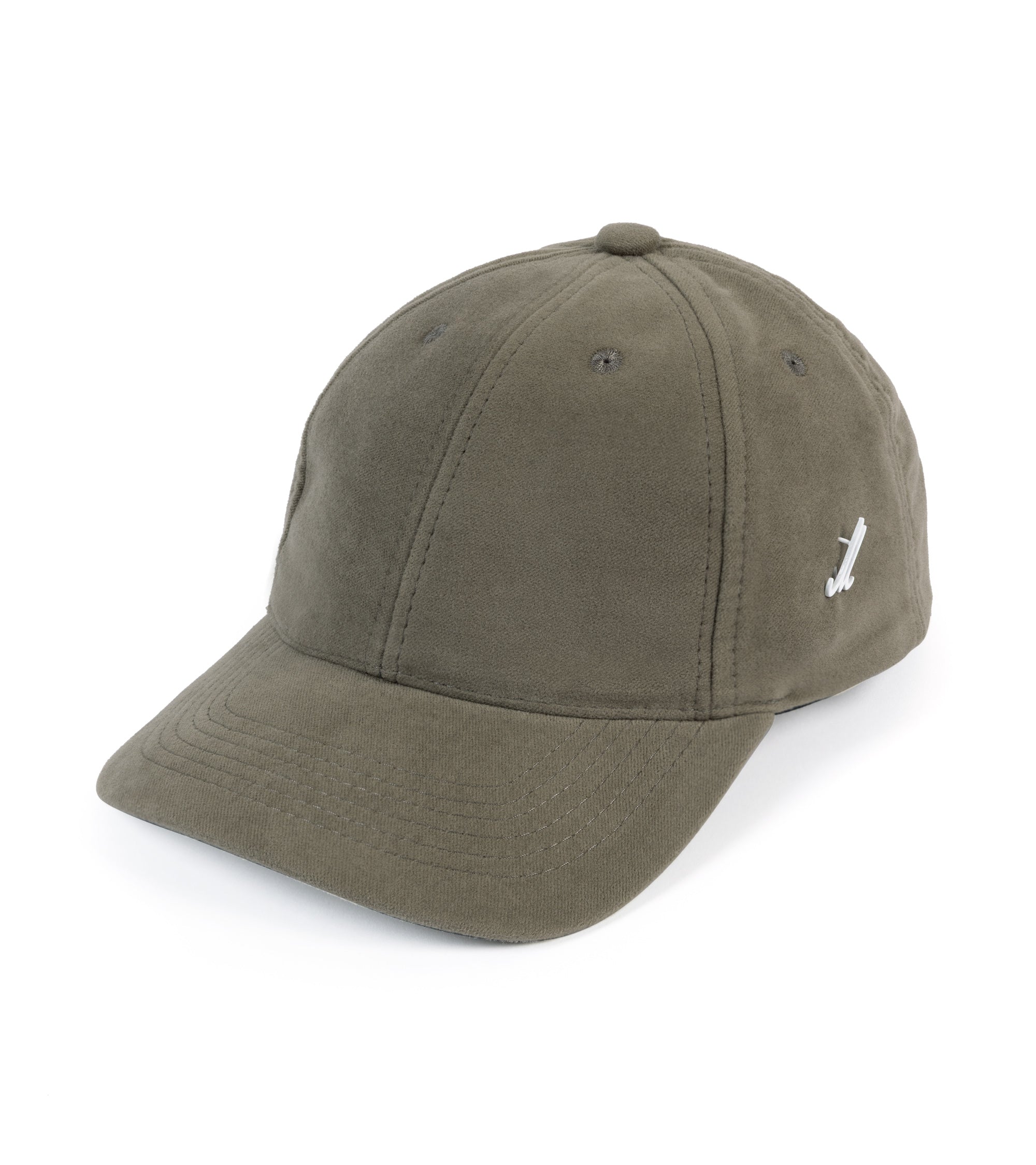 A stone baseball cap with a small white pin logo on the side, photographed on a clean white background.