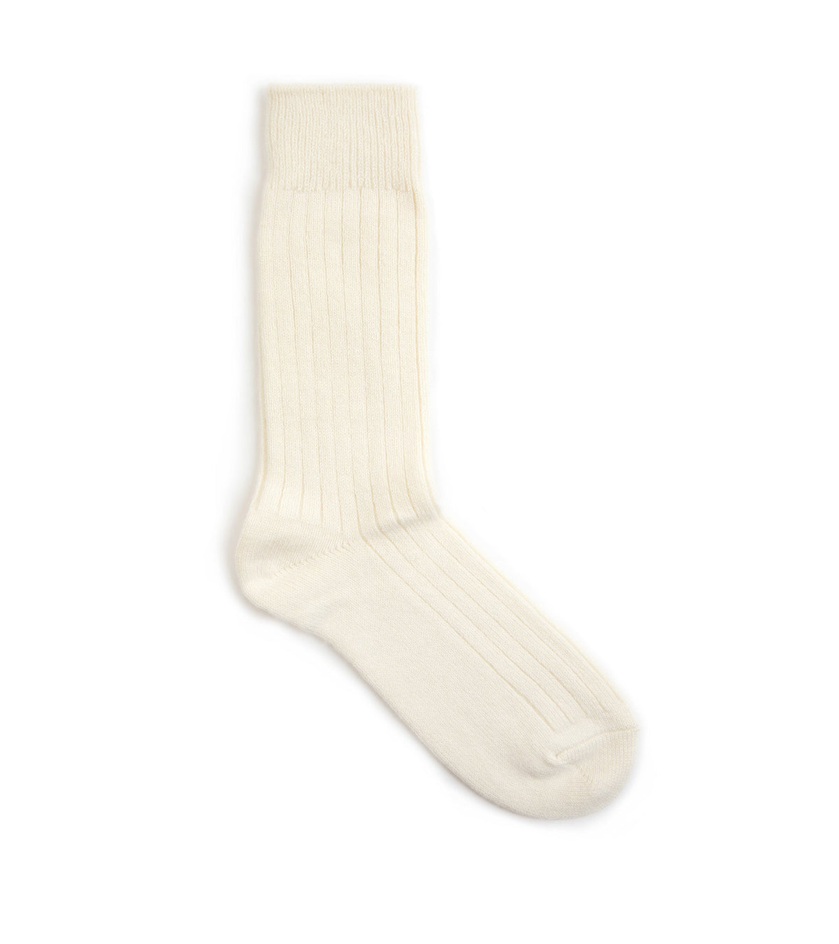 RoToTo Cotton Wool Ribbed Crew Socks: White