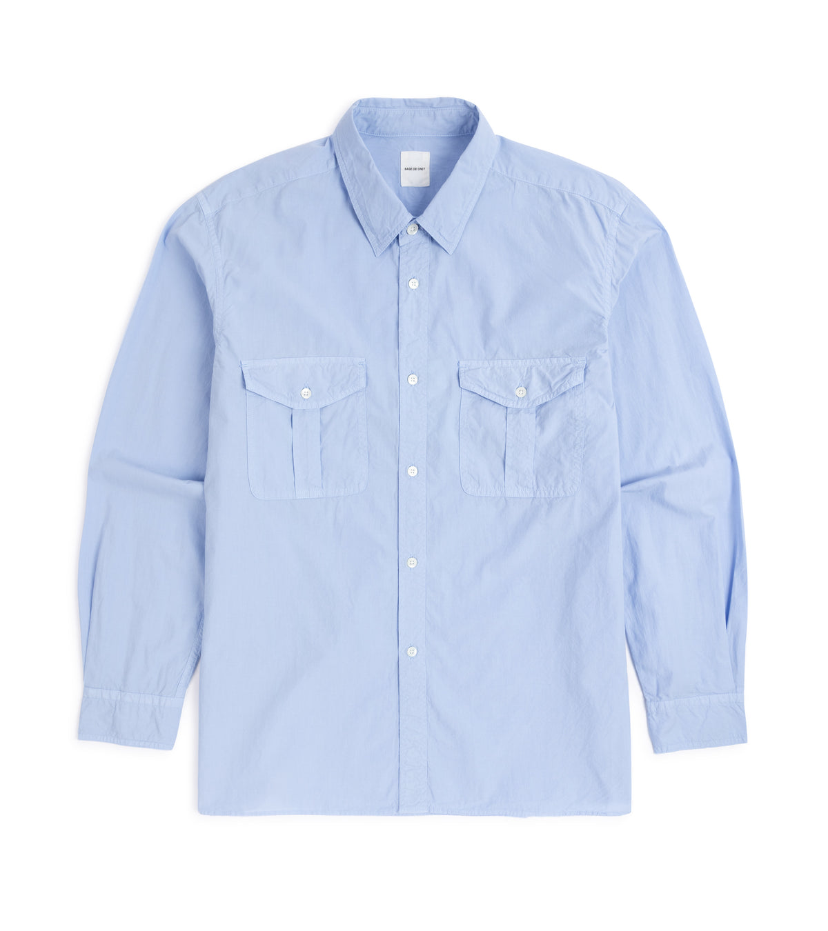 Sage de Cret Organic Cotton Broadcloth Military-Style Shirt in saxe, product photo.