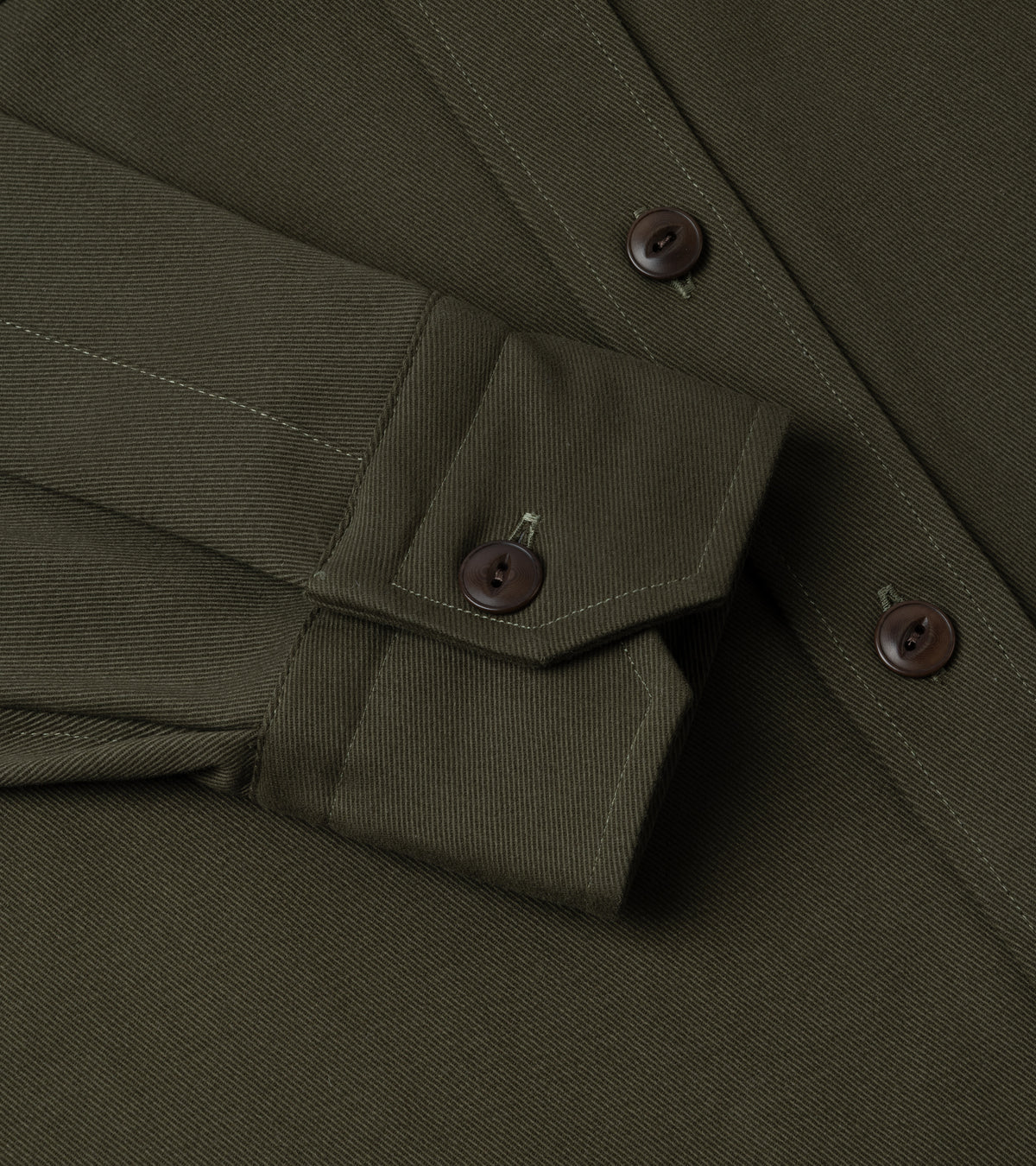 Salvatore Piccolo Cotton Twill Military Shirt in green, product photo.