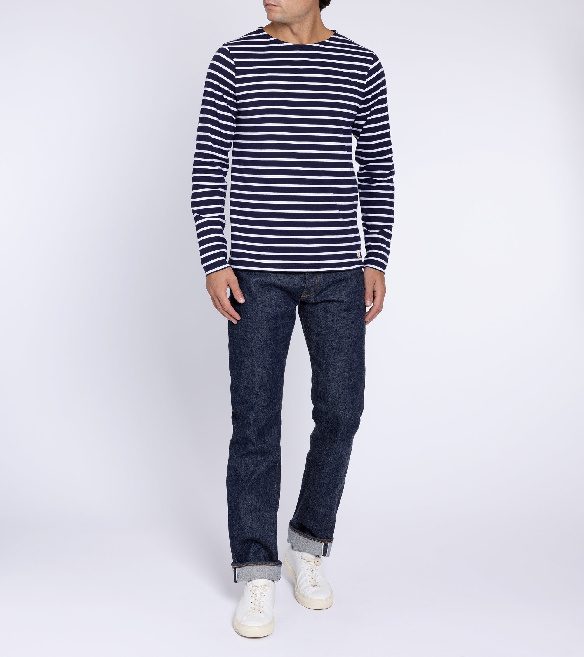 Armor Lux Lightweight Breton Striped T-Shirt: Navy/White