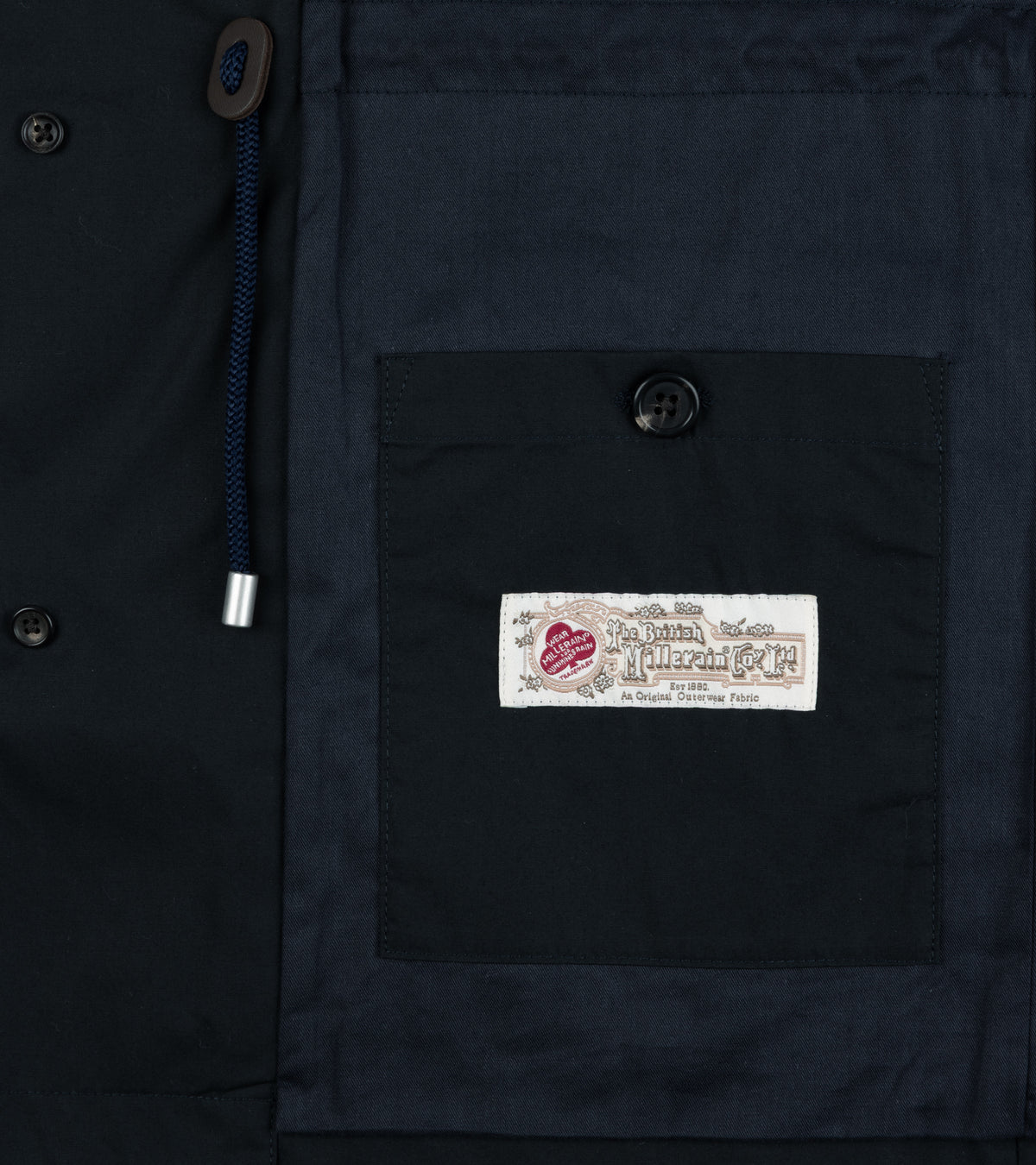 Trunk Blandford Waxed Cotton Field Jacket in navy, product photo.