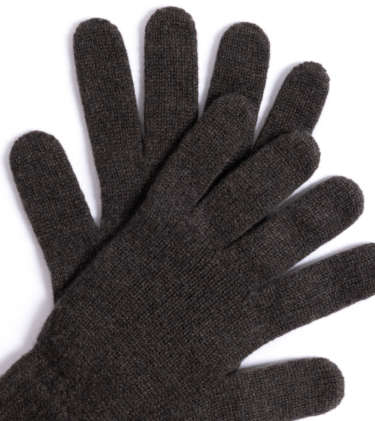 Close up of the Trunk Cashmere Knitted Gloves in Dark Chocolate showing the fabric texture.