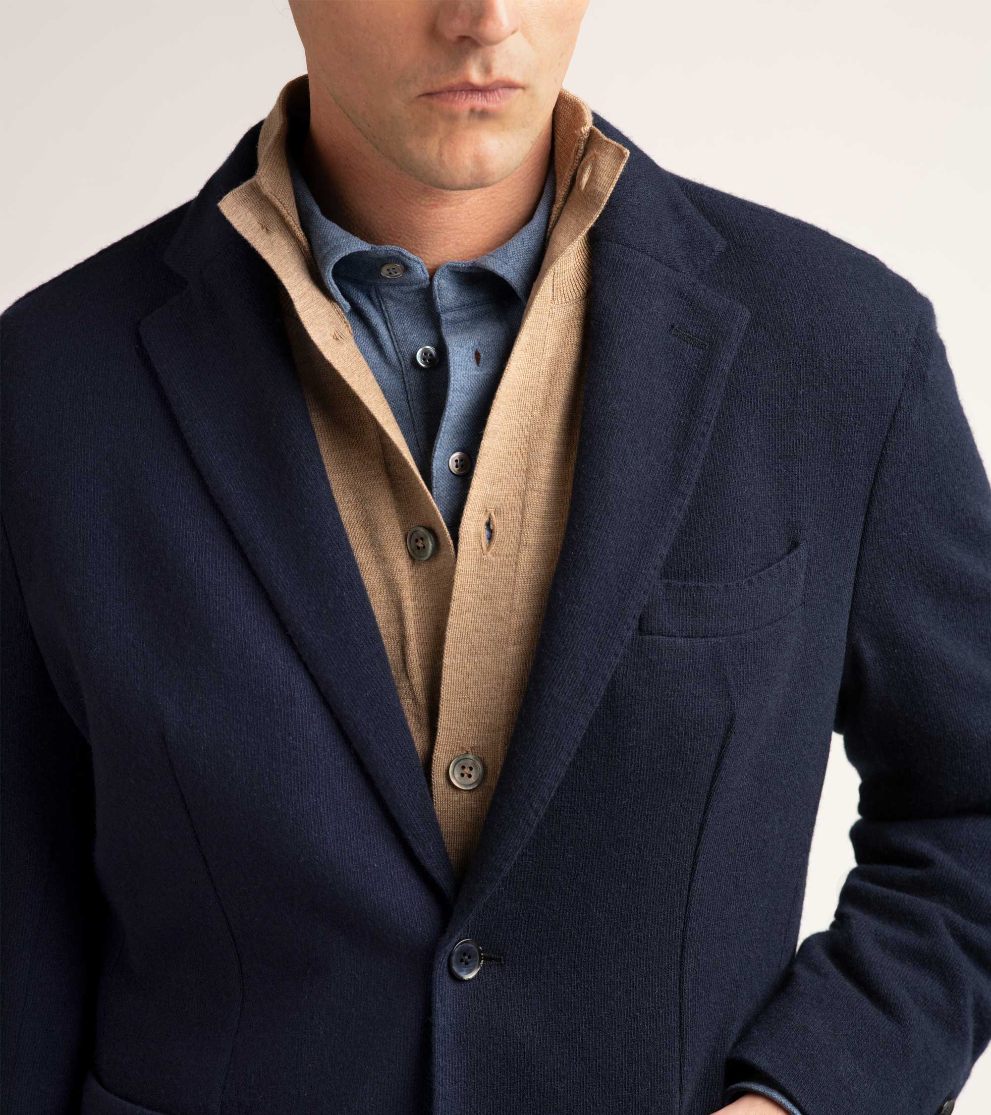 Trunk Moxon Long Sleeve Polo Shirt: Blue Marl