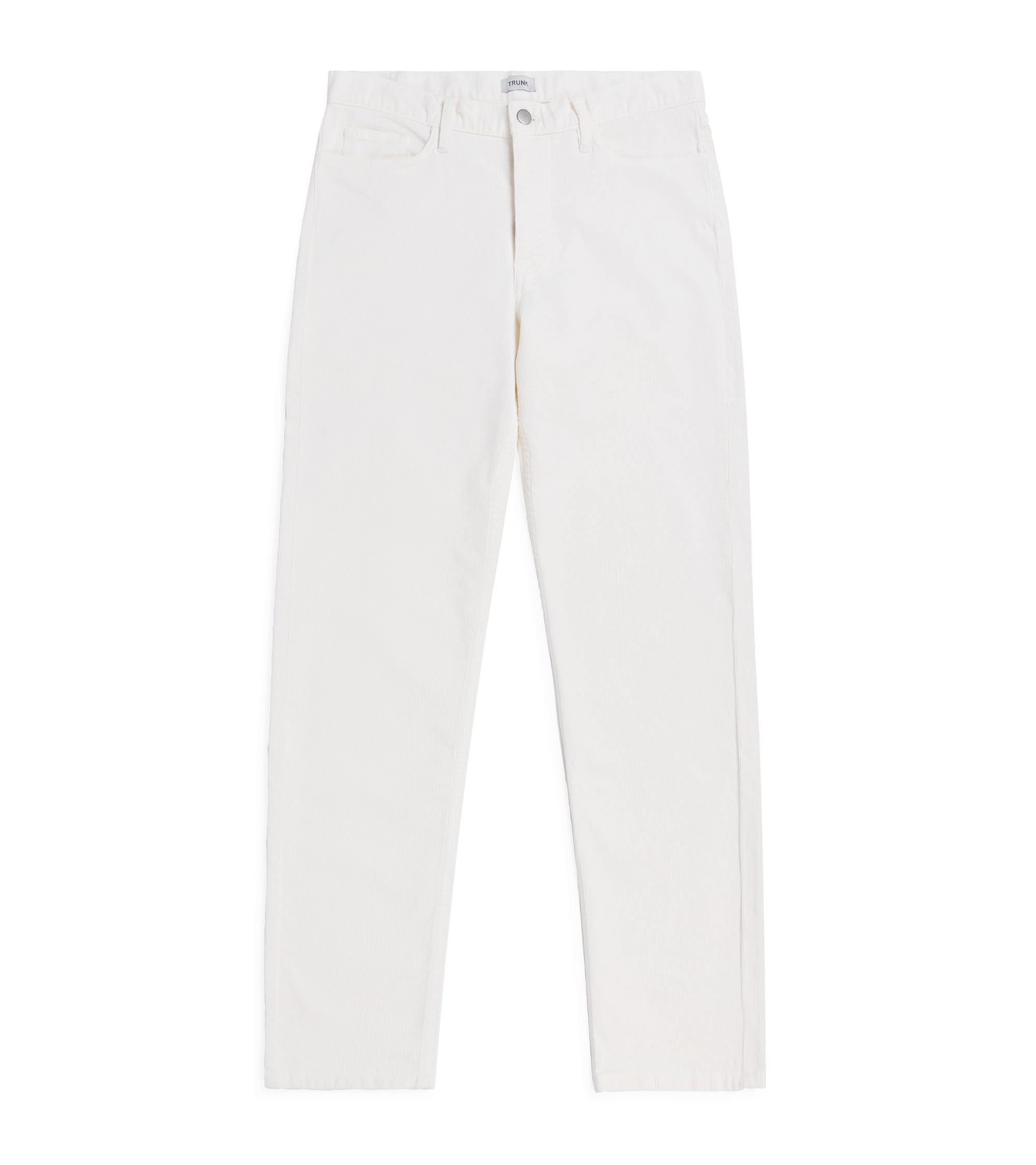 Trunk Dean corduroy 5-pocket trousers in egret white, front view.